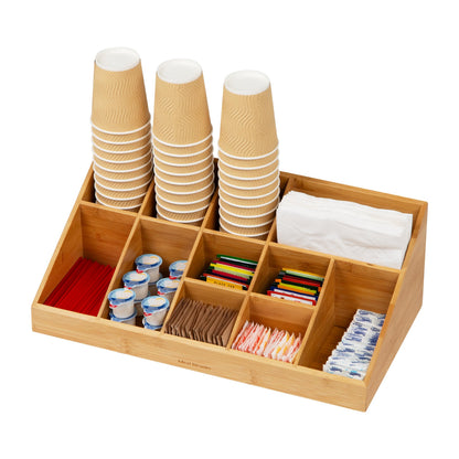 Mind Reader Cup and Condiment Station, Countertop Organizer, Coffee Bar, Kitchen, Stirrers, 17.875"L x 9.5"W x 6.625"H, Black