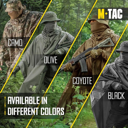 Tactical Rain Poncho - Waterproof Ripstop Military Shelter | Ideal for Camping, Hiking & Outdoor Activities