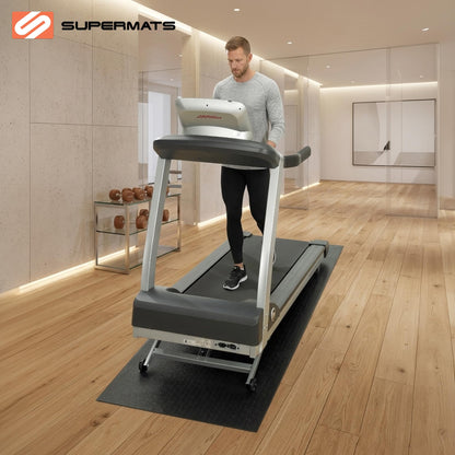 SuperMats Heavy Duty Equipment Mat 11GS Made in U.S.A. for Large Treadmills Ellipticals Rowers Rowing Machines Recumbent Bikes and Exercise Equipment (3-Feet x 6.5-Feet) (36 in x 78 in) (91.44 cm x 198.12 cm) , Black