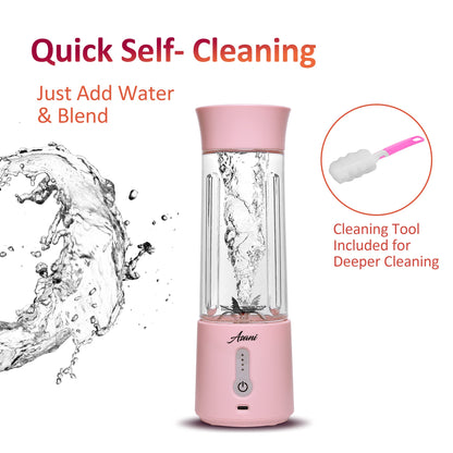 Asani Portable Mini Blender for Shakes and Smoothies, USB Rechargeable, Pink
