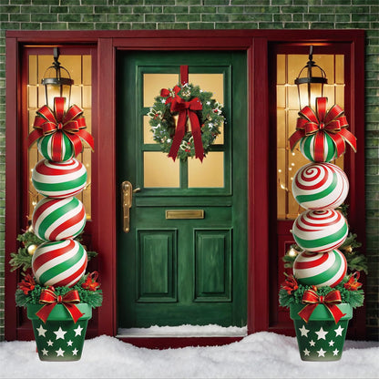 33" Christmas Decorations Outdoor Candy Christmas Decorations, 2ct Large Tall Outdoor Stake Signs 4 Interlocking PP Panels with H-Brackets Fiberglass Rods for Lawn Pathway Xmas Party