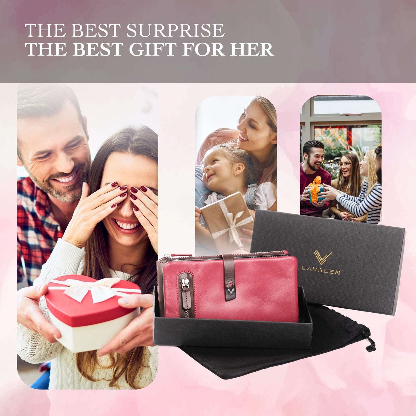 Lavalen Leather Purses for Women - Elegant Ladies Purse - RFID Wallet for Women - Leather Handcrafted Ladies Wallet - Small & Colourful with Coin Pocket & Cards - For daily Use - Box for Gift.