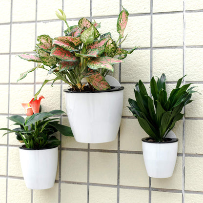 ORIMERC 6 Pack White Self Watering Wall Hanging Planter Pots Vertical Garden Window Mount Indoor Outdoor Plant Flower Basket Kitchen Herbs Balcony Railing Shelf Fence Bedroom Trellis Decor(Small)