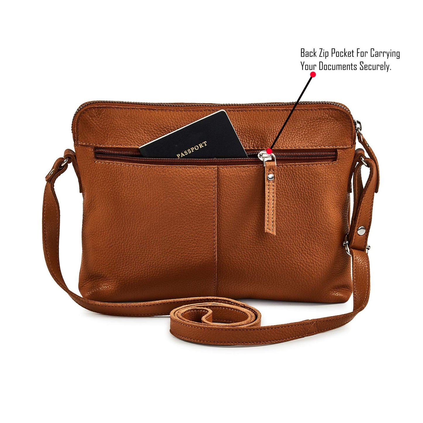 Leather Crossbody Bags for Women Small Soft Genuine Pebbled Sling Shoulder Handbag Crossover Purse with Full Adjustable Strap (Cognac Nappa)