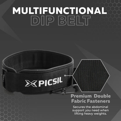 PICSIL Dip Belt, Weighted Belt, Weightlifting Belt for Training, Fitness, Gym (Large)