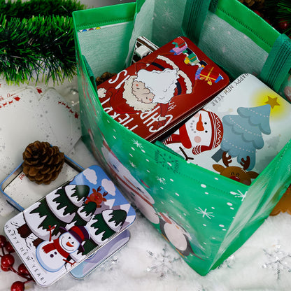 MGparty 12 PCS Christmas Gift Card Tin Boxes For Christmas Greeting Cards, Christmas Metal Tin Small Gift Boxes With Lids For Xmas Stocking Stuffers Party Favors,Christmas Holiday Gift Box Set