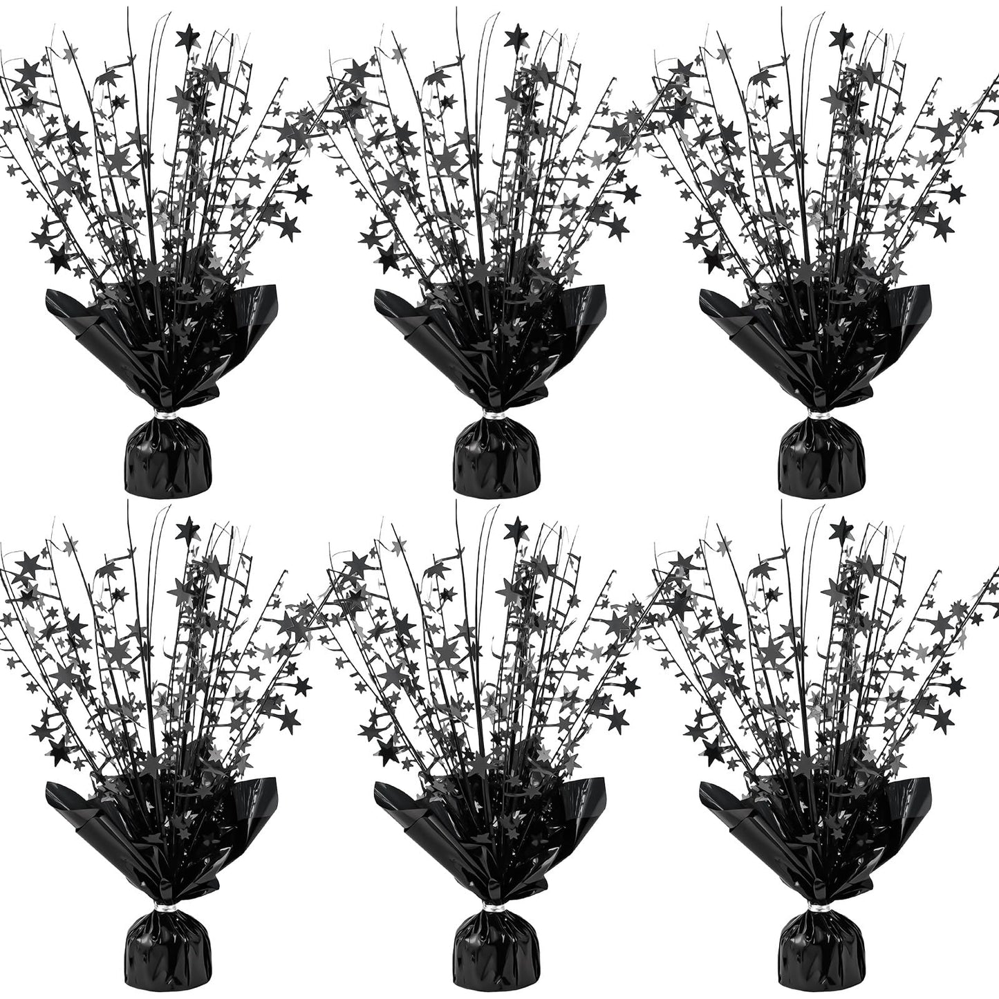6 Pack Metallic Foil Spray Centerpiece Star Table Decoration Burst Table Centerpieces for Birthday Weddings Anniversaries Christmas New Year Holiday Party Supplies Decor (Black)