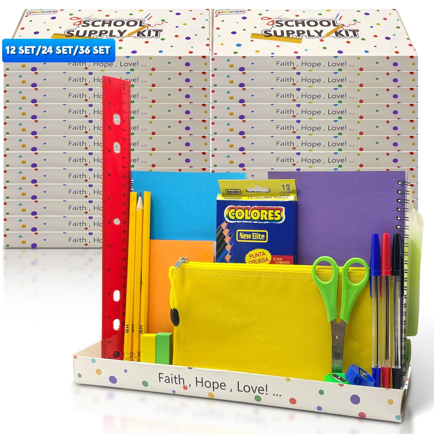 Back to School Supplies Bundle Kit Bulk for Christmas Shoebox Donation Essential Supplies Kit for Christian Charity Packing Party Samaritan Purse Gifts (12)