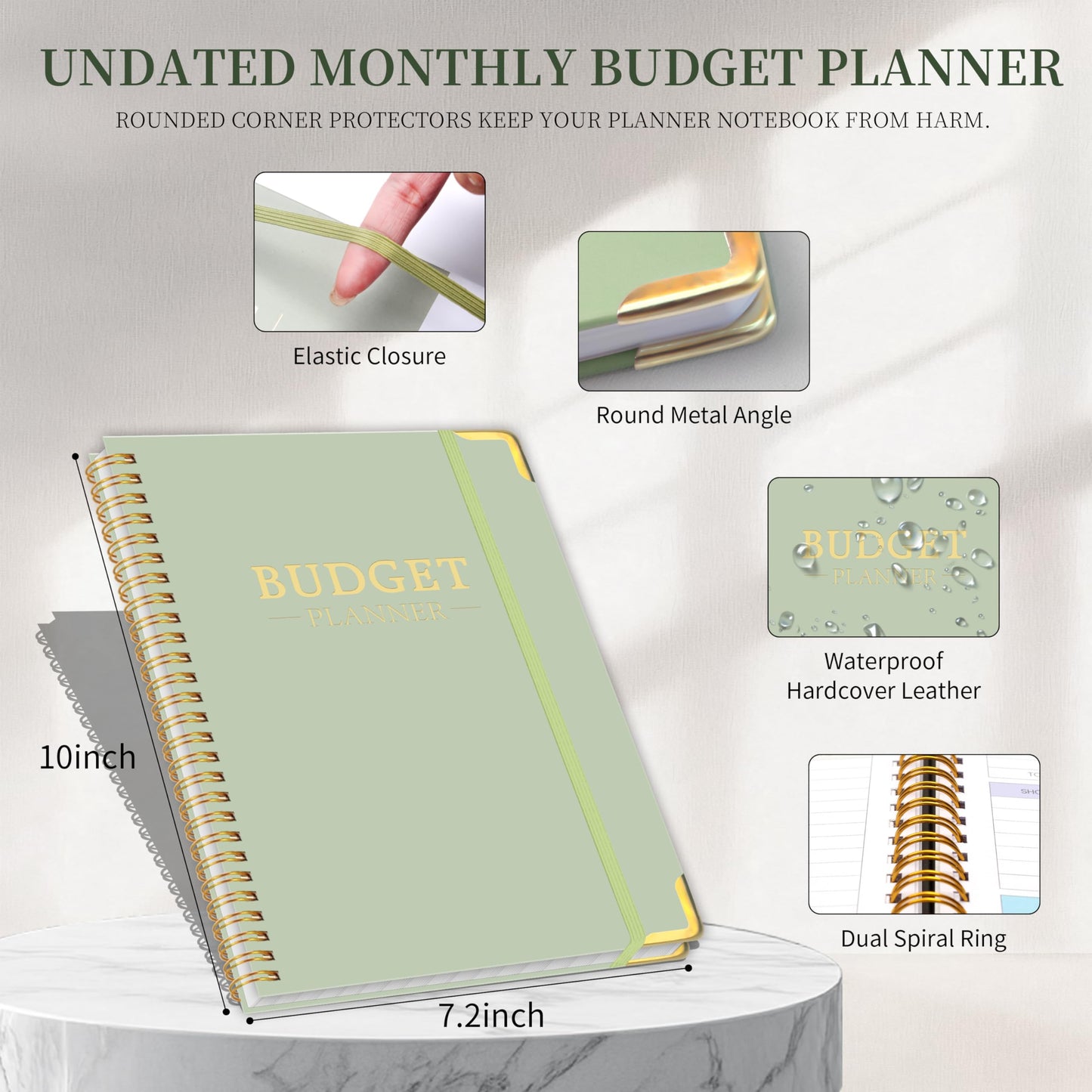 Budget Planner - Monthly Budget Book with Expense Tracker Notebook, Undated Bill Organizer & Finance Planner to Manage Your Money Effectively, Account Planner, For Personal, Small Business, and Household - Green
