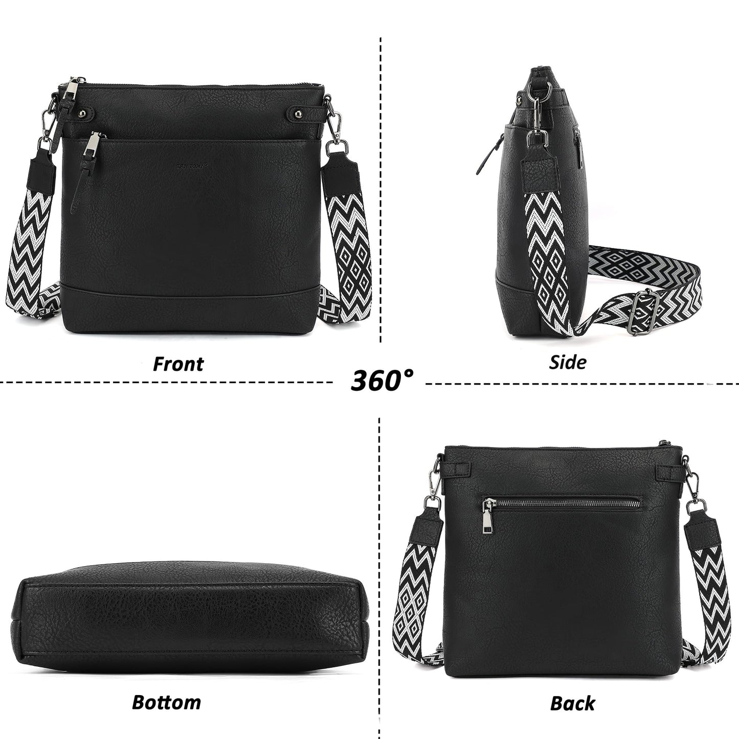 TANTOMI Vegan Leather Crossbody Bags for Women Hobo Travel Purse with Guitar Strap Trendy Women's Handbags with 6 Card Slots