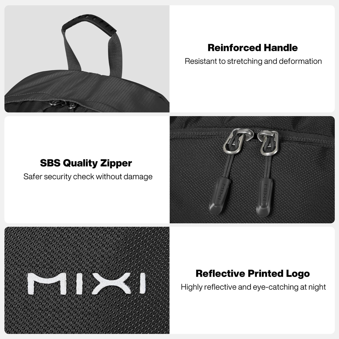 mixi 31L Ultra Lightweight Waterproof Travel Backpack, 18 inch Casual Daypack for Men Women, Durable Spacious Bag for Travel, Sports, Camping, Hiking & College, Black