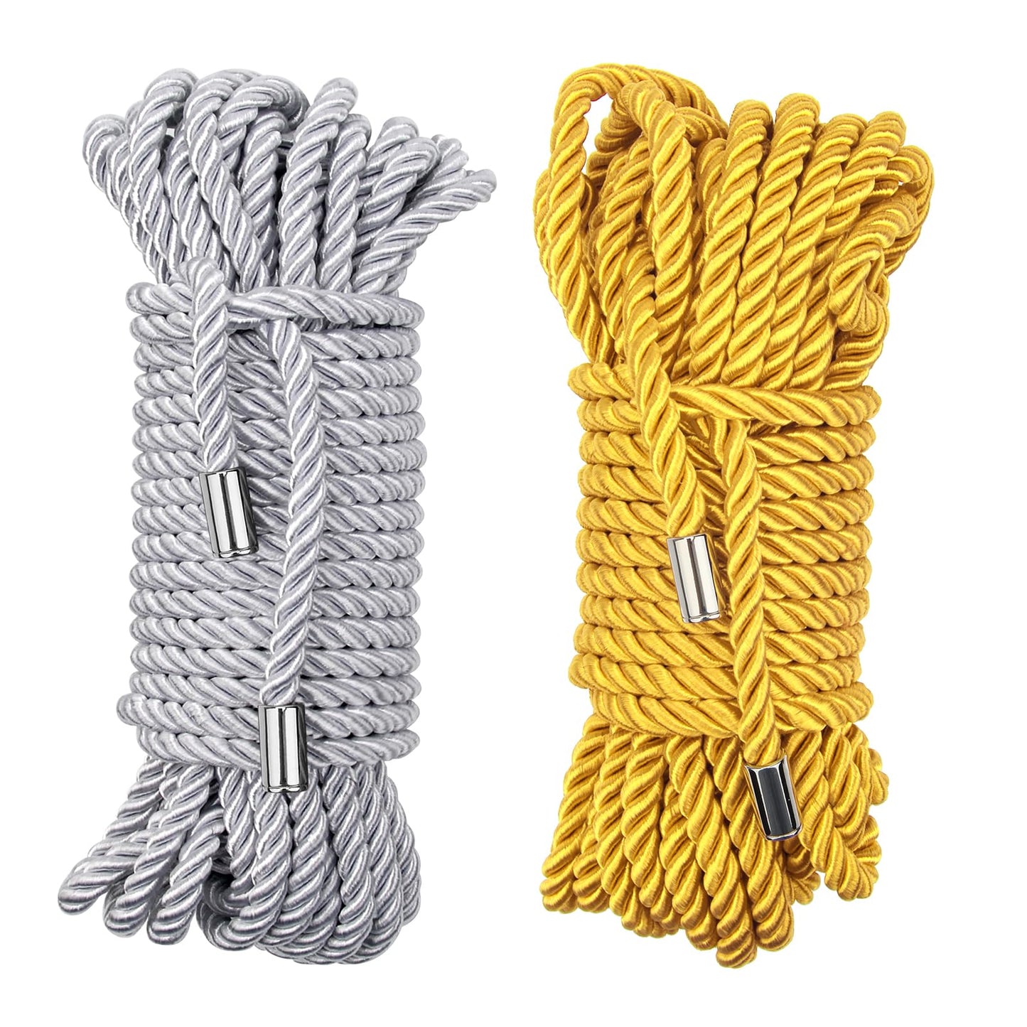 Coldairsoap Soft Silk Rope, Skin Friendly Twisted Trim Cord Rope (Silver & Gold, 32ft)