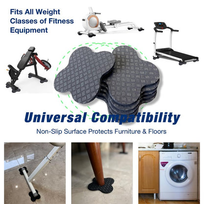6 Pack Treadmill Pads - Anti-Slip & Anti-Vibration Exercise Equipment Mats - Floor Protectors for Hardwood & Carpet, Noise Reducing Stabilizer Feet for Bike, Elliptical, Rower (Quatrefoil, 4"x4"x0.2")