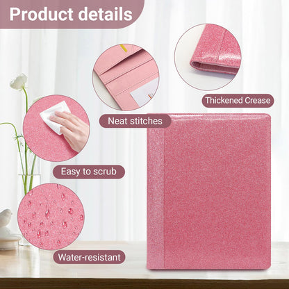 FORTAVEM Professional Portfolio Binder, Faux Leather Padfolio for Resume, Note-Taking & Meetings, A4 Letter Writing Pad Holder for Women & Men, Pink