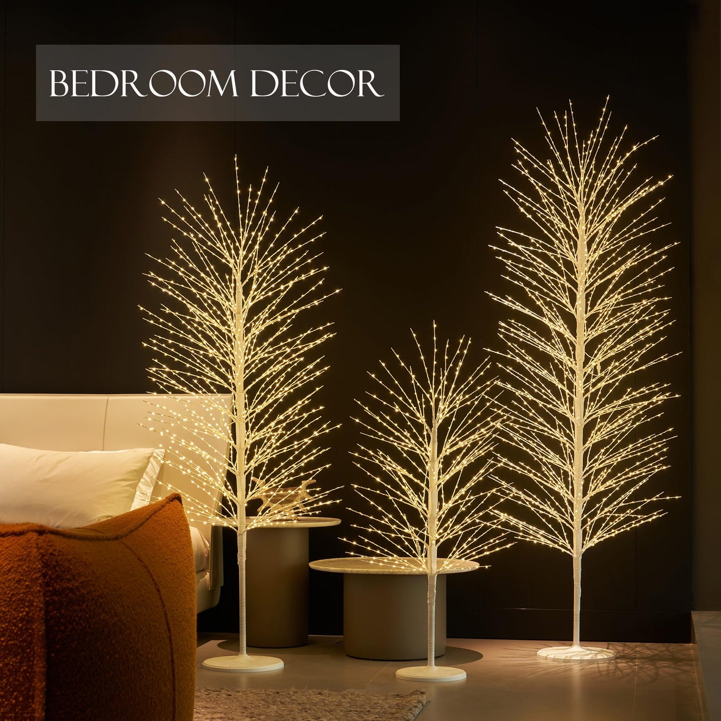 LITBLOOM Lighted White Tree with Timer and Dimmer 6FT 1280 LED Fairy Lights, Twig Tree with Lights for Home Room Christmas Easter Holiday Decoration