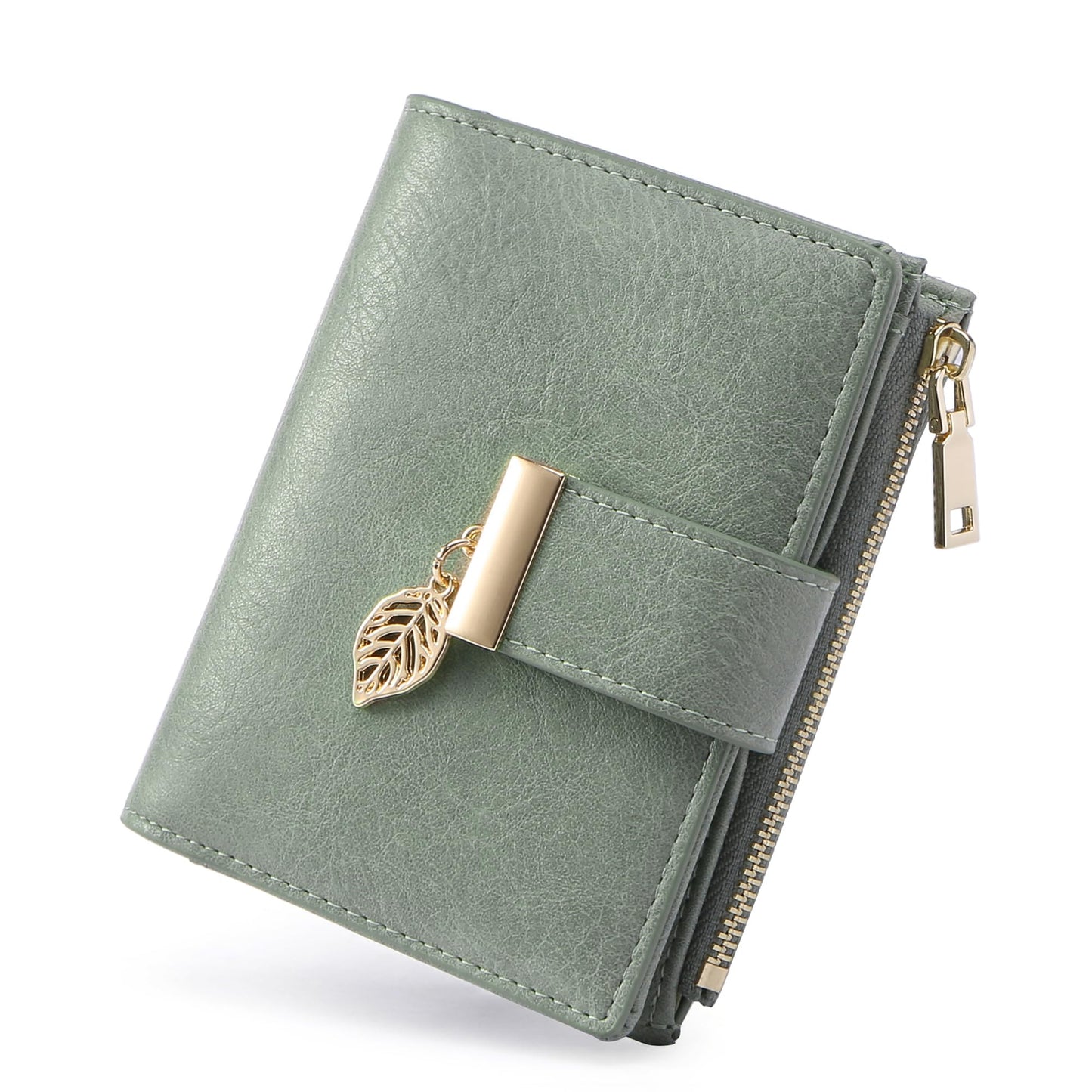 yiijay Small Wallet Women RFID Blocking Leather Bifold Wallet Credit Card Holder for Women Ladies Compact Wallet Mini Purse With Zipper Pocket