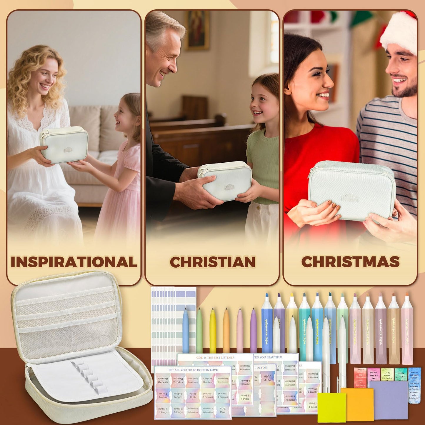 Bible Study Supplies, Bible Journaling Kit for Women, Bibles Highlighters and Pens No Bleed, Notebook Tabs, Christian Gifts for Women Beginner Christian Gifts Bible Study Kit Annotation Kit