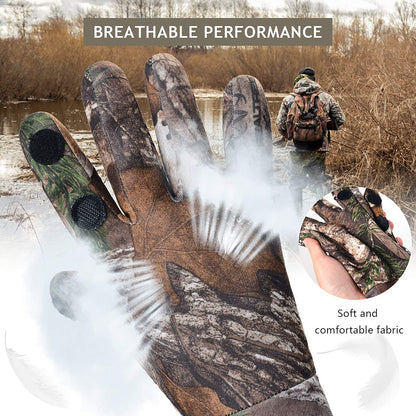 EAmber Camouflage Hunting Gloves Full Finger/Fingerless Gloves Pro Anti-Slip Camo Glove Archery Accessories Hunting Outdoors (M) (L) (L)