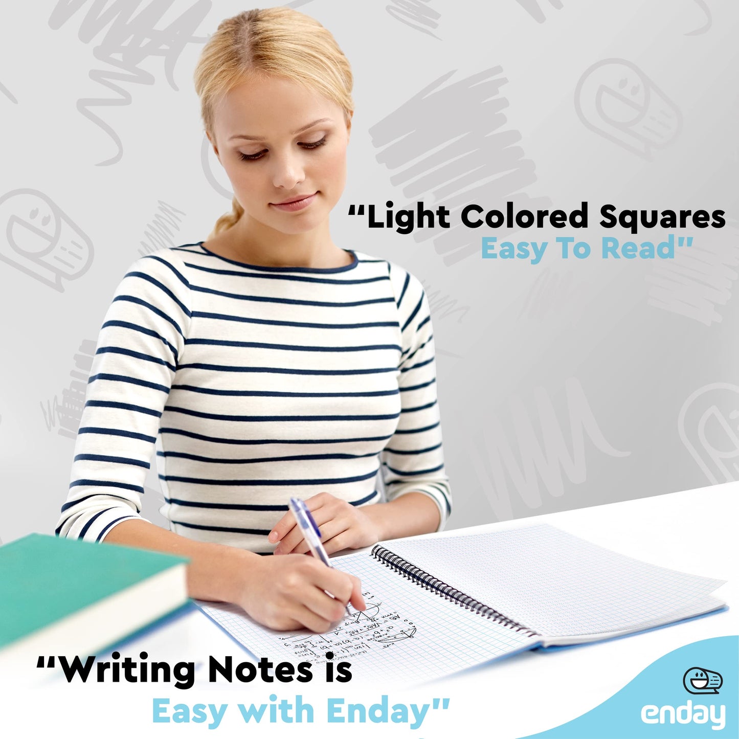 Emraw Graph Paper Notebook (4 Pack) Grid Notebook, Graph paper spiral notebook, Graph notebook, 4 Squares per inch Grid paper notebook, White Paper Quad Ruled Spiral Assorted Colors - by Enday