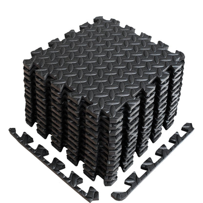 A2ZCARE Puzzle Exercise Mat with EVA Foam Interlocking Tiles - Interlocking Floor Mats for Gym Equipment - Ideal for Home Gym, Aerobic, Yoga and Pilates (Gray (12pcs with Border Tiles))