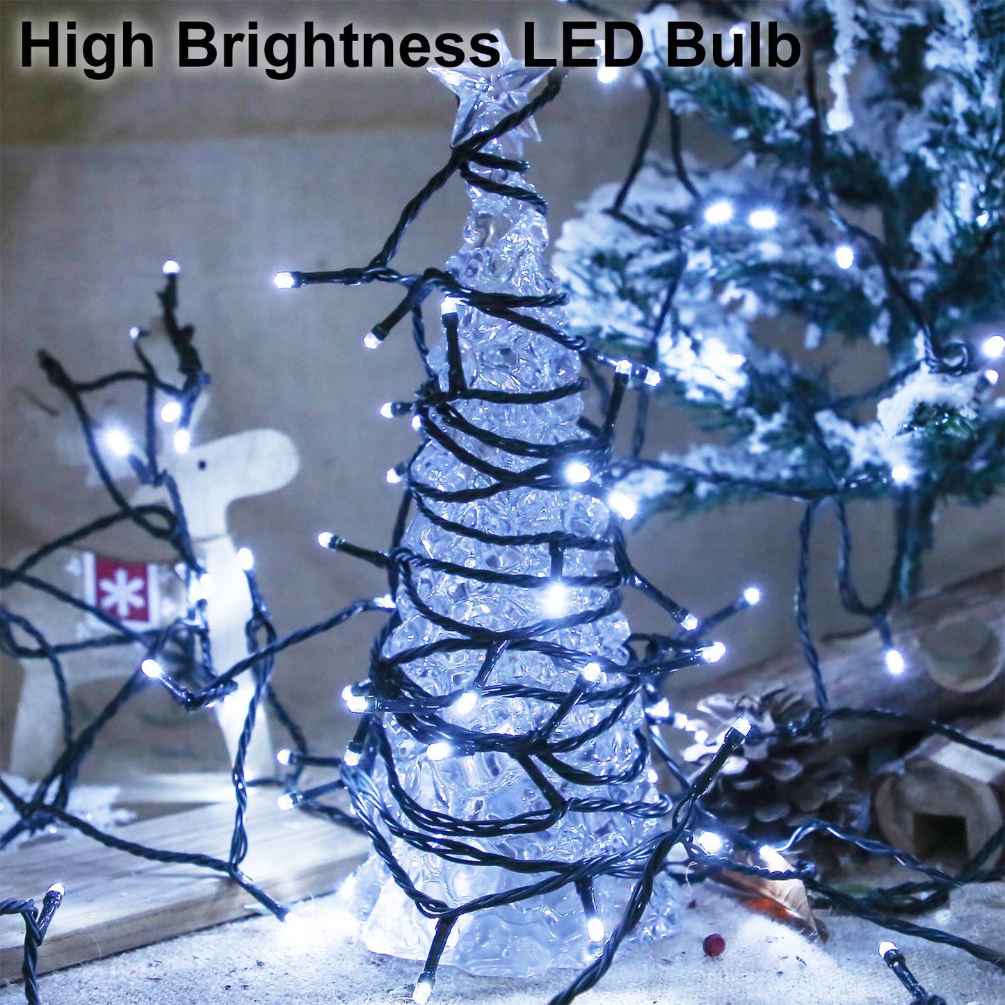 YAOZHOU Solar Cool White Christmas Lights String Outdoor Waterproof 2 Pack, Total 400LED 151ft Fairy Lights with 8 Modes for Tree Garden Patio Wedding Party Yard