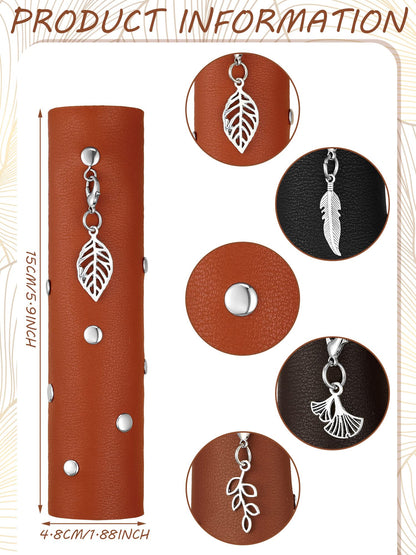 Yinkin 4 Pcs Leather Hair Wrap Motorcycle Ponytail Hair Wrap Ties for Woman PU Ponytail Holder Braided Helmet Bike Accessories (6 Inch, Black, Coffee, Brown, Reddish Brown)
