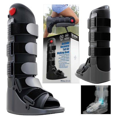 Tall Side Pump Fracture Boot, Medical Grade Foot Brace for Fractures, Cart Friendly Ankle Boot & Brace, Adjustable Air Pump, Sprain & Injury Recovery, Post Op Shoe, Foot Boot for Injured Foot, Large