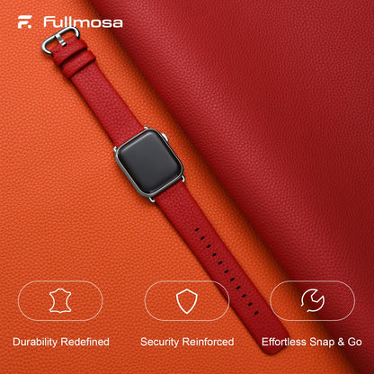 Fullmosa Leather Bands Compatible with Apple Watch Band 41mm 40mm 38mm 42mm 44mm 45mm 46mm 49mm Women Men for iWatch Series 11/10/9/8/7/6/5/4/3/2/1,Ultra3/2/1,SE3/2/1, 42mm 41mm 40mm 38mm, Red/Silver