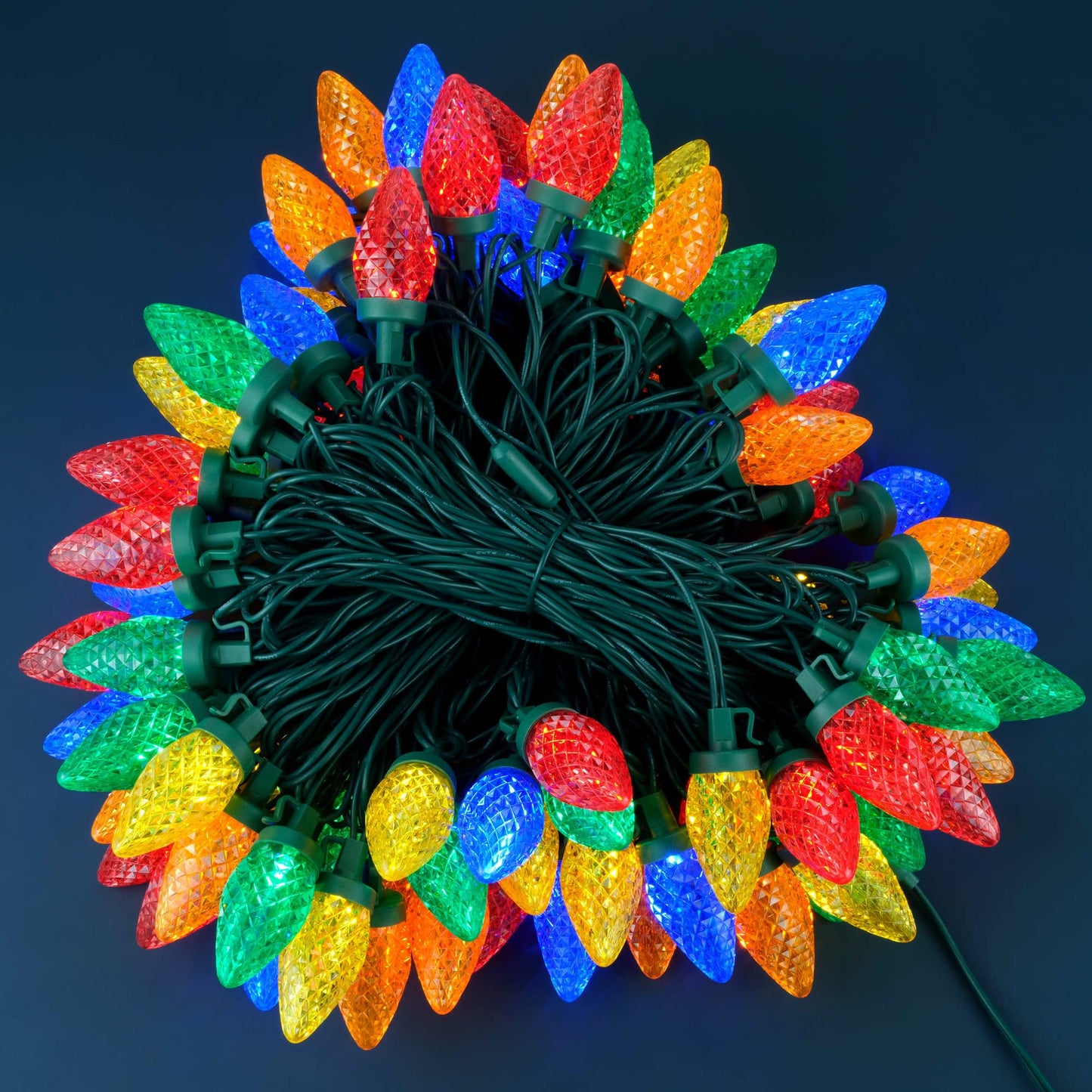 YULETIME Multicolor C9 Strawberry LED Christmas Lights, 68 ft 100 Count 8" Spacing Waterproof Holiday String Light (Multicolor - C9)