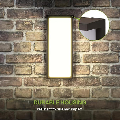 ASD LED 14" Outdoor Wall Light, Front Door House Sconce | 3CCT, Dimmable, Waterproof, ETL Listed | 20W 1900LM 3000-5000K 120V | Exterior Patio Lighting Fixture, Flush Mount Porch Lamp | Dark Bronze