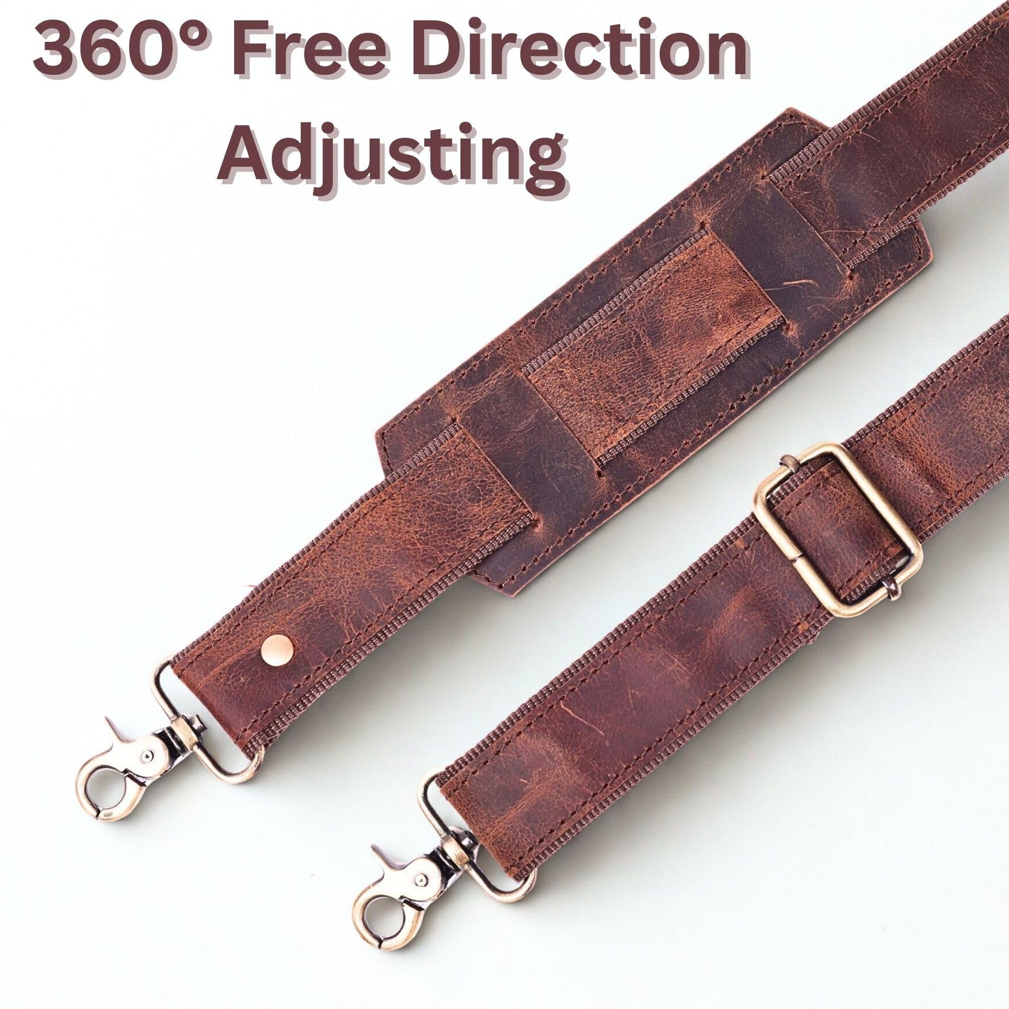 Genuine Leather Straps for Bags 60-inch Adjustable Shoulder Strap Replacement for Briefcase Messenger Crossbody Duffel Bag (Dark Brown)