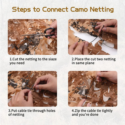 Sposuit Desert Camo Net Camouflage Netting 10 x 10ft - Oxford Fabric Camouflage Nets Military Surplus - Hunting Blind for Deer Stand, Party Supplies Decorations