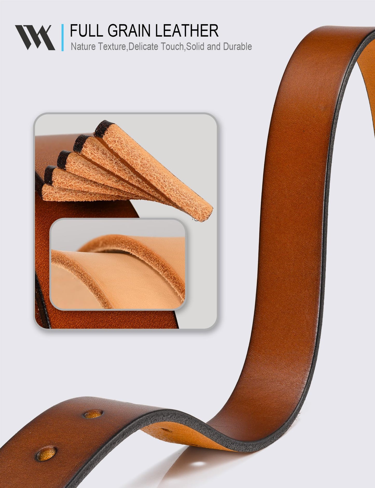 WOLFANT Womens Casual leather Jean Belt,1.1" Ladies Belt with Gold Buckle,100% Italian Full Grain Real Solid Leather