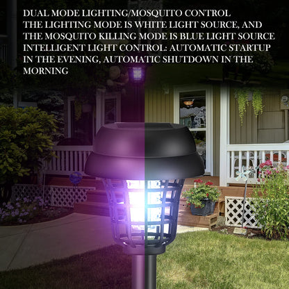 Qualirey 4 Pcs Solar Bug Zapper Waterproof Outdoor Mosquito Zapper Killer and Lighting Repellent Lamp for Indoor Outdoor Use Garden Patio, Purple and White Light(Plastic,Retro Black)