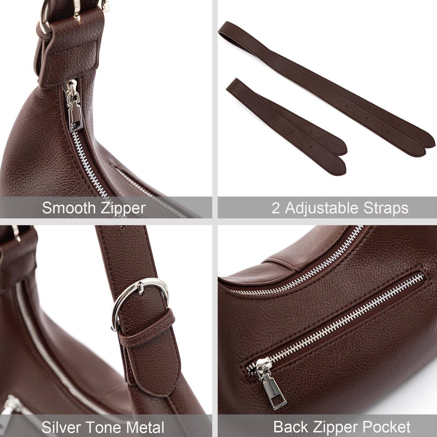 NIUEIMEE ZHOU Hobo Bags for Women Soft Vegan Leather Crescent Shoulder Handbag Slouchy Tote Crossbody Purses