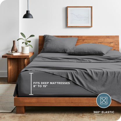Bare Home Full Sheet Set - Luxury 1800 Ultra-Soft Stonewashed Microfiber - Double Brushed - Deep Pockets - Easy Fit - Breathable Bedding - Sheet Sets & Pillowcases (Full, Grey)