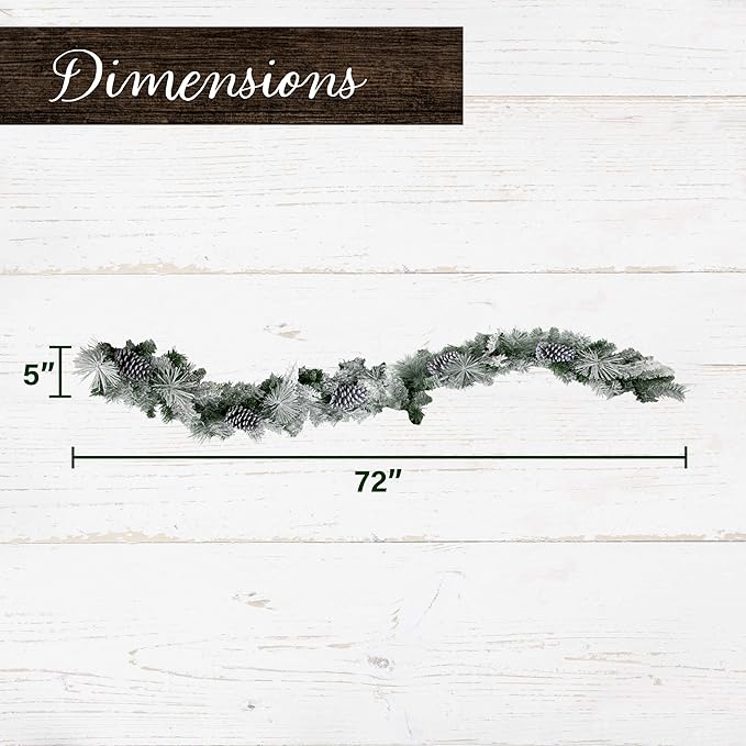 Fraser Hill Farm 24" Wreath and 6-Ft. Garland Set, Snow Flocked with Pinecones, FFCH002SET-0SN
