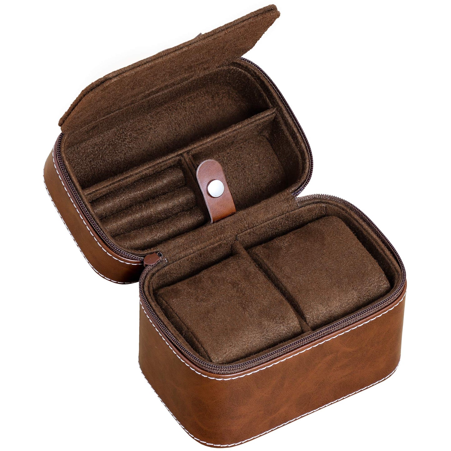 Gift Set 6 Slot Leather Watch Box with Valet Drawer - Luxury Watch Case Display Organizer, Microsuede Liner, Locking Jewelry Box, Mens Storage Boxes Holder Large Glass Top (Tan/Brown Gift Set)