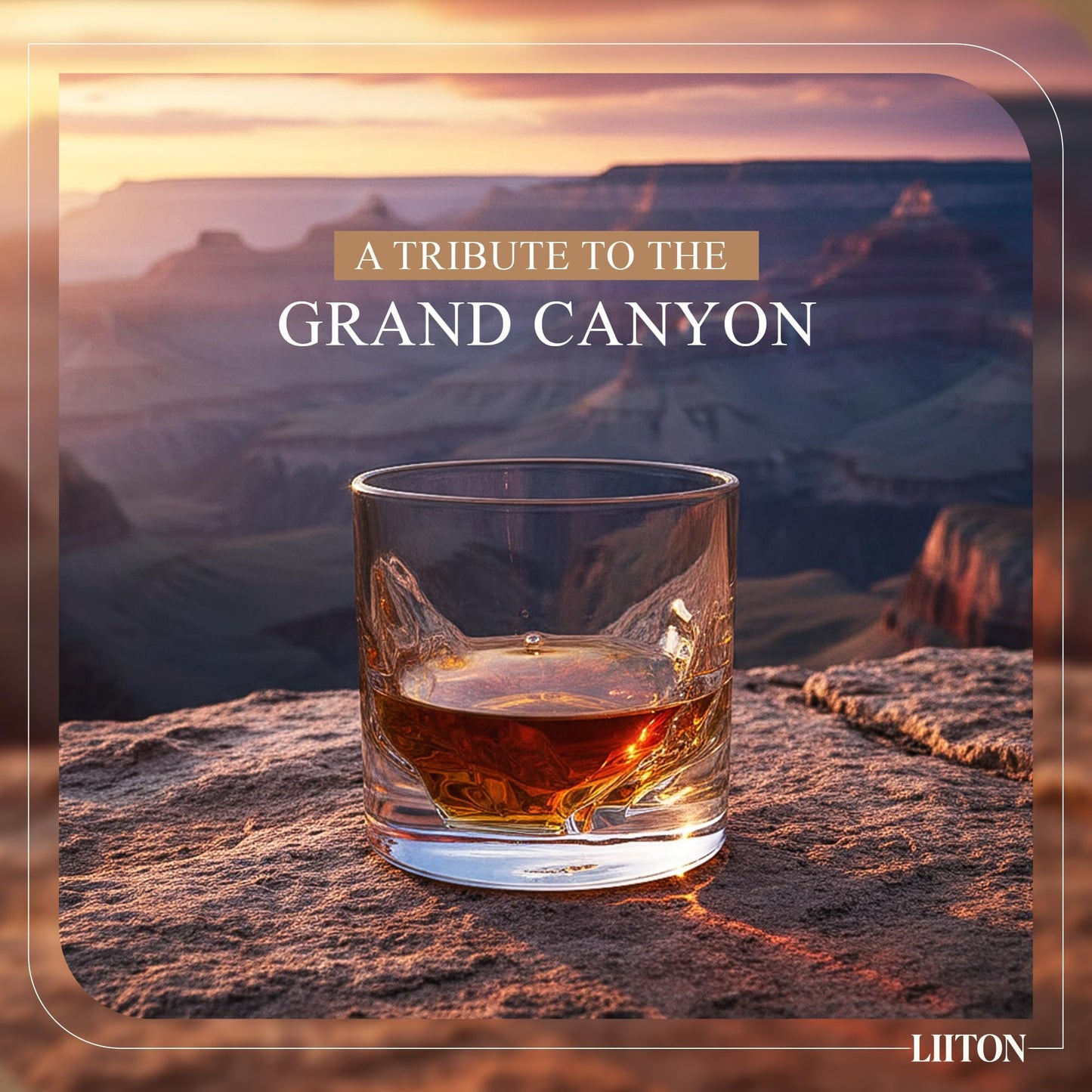 LIITON Grand Canyon Heavy Crystal Whiskey Glasses Gift Set of 2, Thick Freezable Bourbon Glass 1lb Each, Premium Whiskey Gifts for Men, Frozen Crystal Chills Cocktails, 10 oz