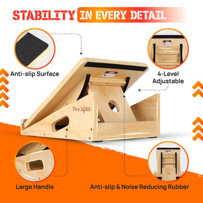 Yes4All 2-in-1 Professional Wooden Balance Boards & Slant Board, 400 lb Adjustable Incline Slant Board for Squats, Balance Boards for Adults