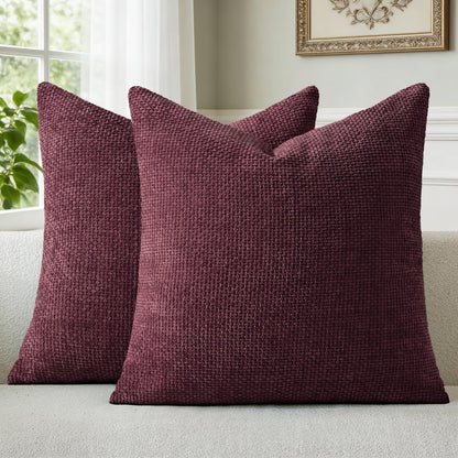 a moment Christmas Wine Red Chenille Throw Pillow Covers 20x20 Inch Pack of 2 Modern Decorative Throw Pillow Covers Farmhouse Cross Covers Home Decor for Sofa Bedroom Living Room