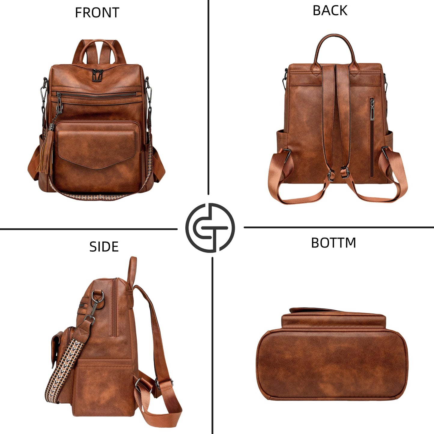 CTTOVIS Backpack Purse for Women Fashion Designer Backpack Ladies Travel Convertible Shoulder Bags (Brown)