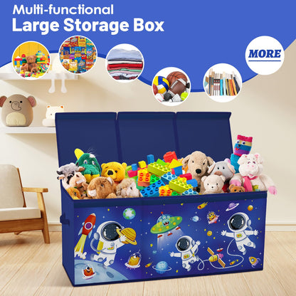 alldomess Toy Storage Bin with Lids,Extra Large Toy Box Chest with Handles for Kids Boys Girls,Collapsible Storage Organizer Box Bin Basket for Bedroom,Playroom, Nursery,37.8"x12.6" x15.7",Astronaut
