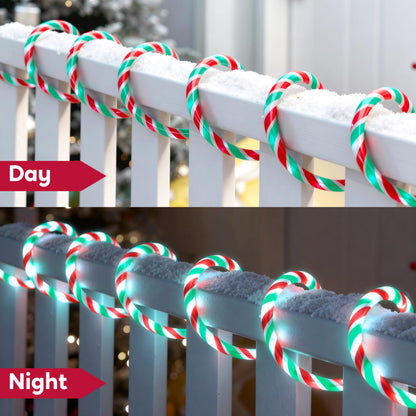 Joiedomi 40FT LED Candy Cane Rope Lights, Waterproof Outdoor 360 LED Christmas Decor Lights for Garden Yard Party Xmas Christmas Holiday Decorations (Red & Green & Cool White)