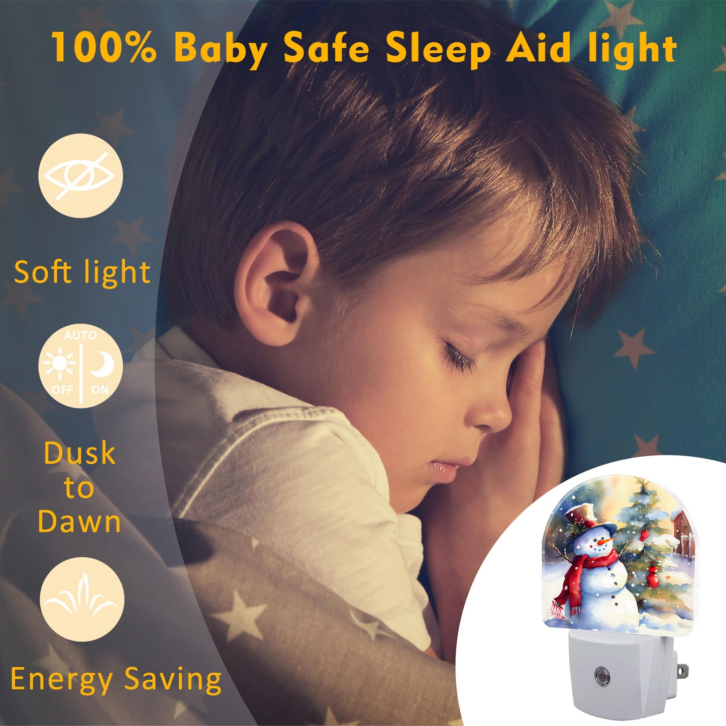sndheke Cute Snowman with Christmas Tree Night Light Plug into Wall, Winter Xmas Snowman Dusk to Dawn Night Light Plug in,0.5w Energy Saving Sleep Friendly NightLight for Kids Boys Girls Home Decor