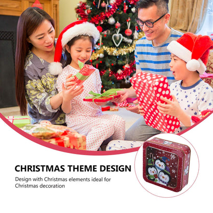 VALICLUD Christmas Candy Tinplate Box 6.10X6.10X2.16In Holiday Cookie Storage Container with Lid Xmas Party Favor Gift Box