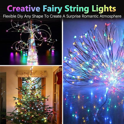 2 Pack Each 66Ft 200LED Battery Operated Fairy Lights with Remote, Waterproof Battery Christmas Twinkle Lights with Timer, String Light for Bedroom Christmas Decorations (Multicolor)
