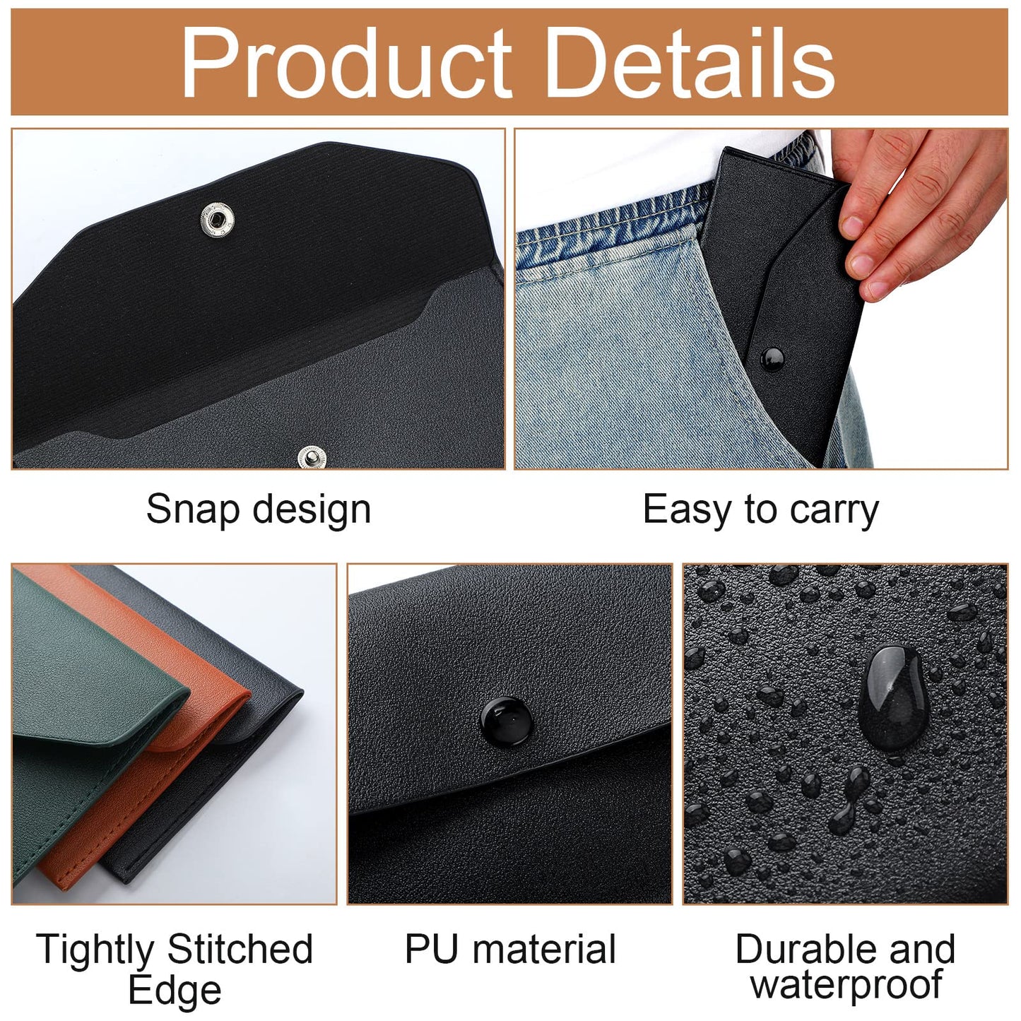 Kacctyen 12 Pcs Leather Cash Envelope Wallet Cash Wallet Envelope PU Leather Retro colored Money Pouch Bag Reusable Check Budget Money Purse for Women Saving Bill Planner Receipts Waterproof Holder