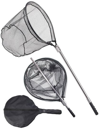 Avlcoaky 94" Telescopic Fishing Landing Net - Heavy-Duty Aluminum Handle with Non-Snag Rubber Coated Mesh, Extra Large Fishing Net for Saltwater Boat Fishing