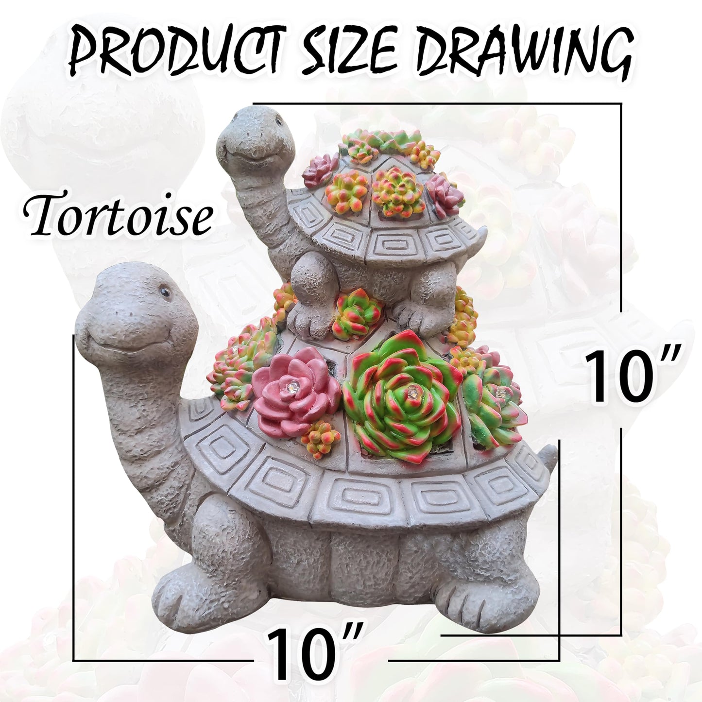 VIOYOUNS Large Turtle Solar Garden Outdoor Statues with Succulent and 6 LED Lights,Outside Solar Turtle Decor Art for Garden,Home,Lawn,Yard, Balcony Ornament